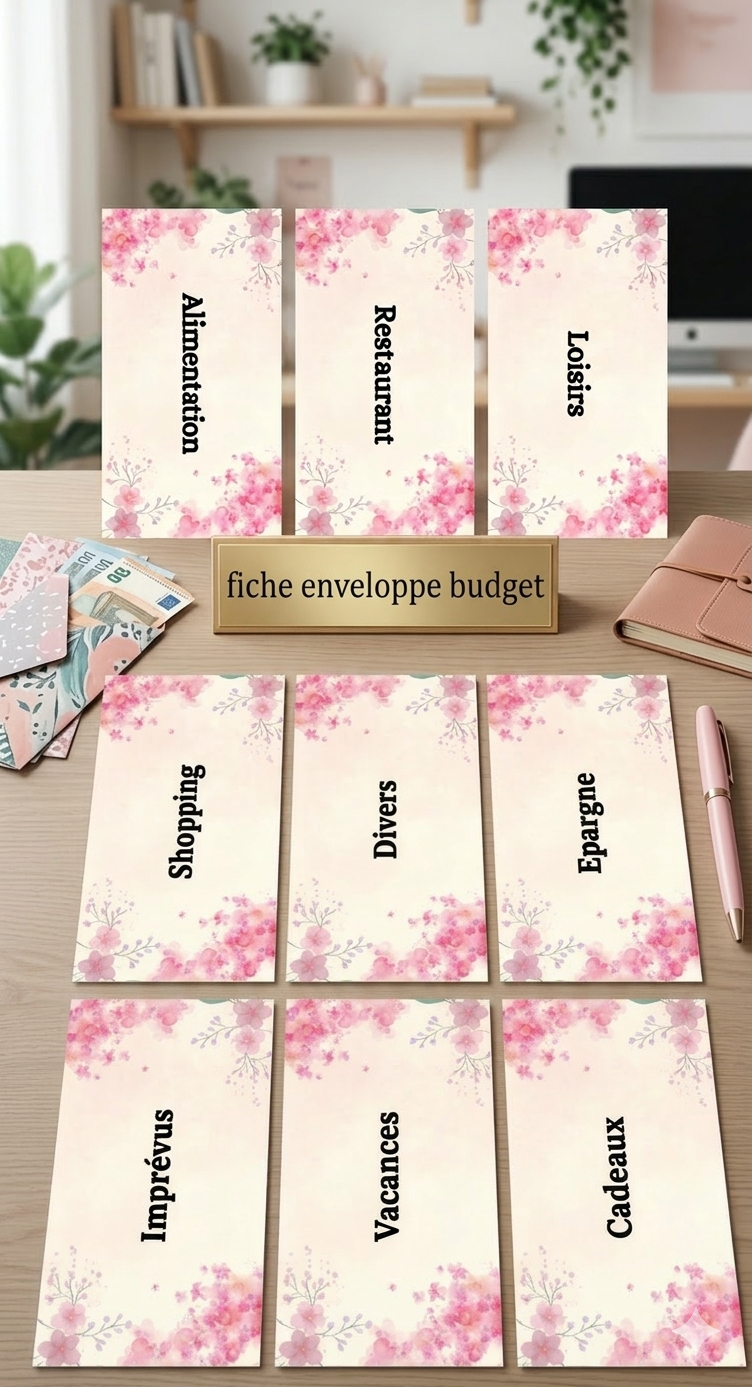 9 Fiches Catégories - Enveloppes Budget (Floral)
