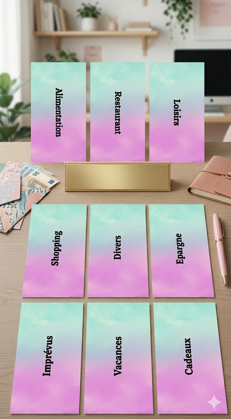 9 Fiches catégories - enveloppes budget (dégradé)