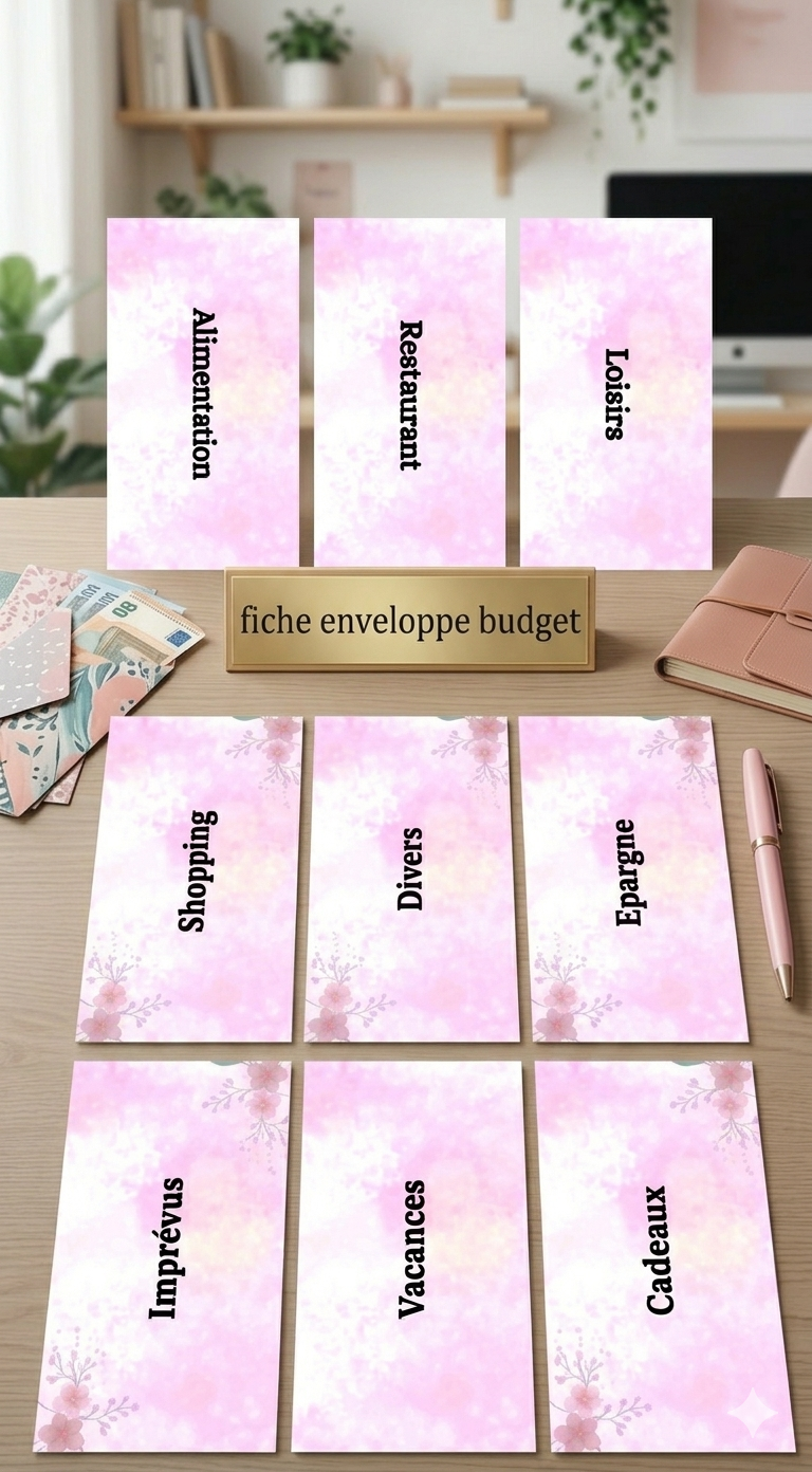 9 Fiches catégories enveloppes budget (rose)