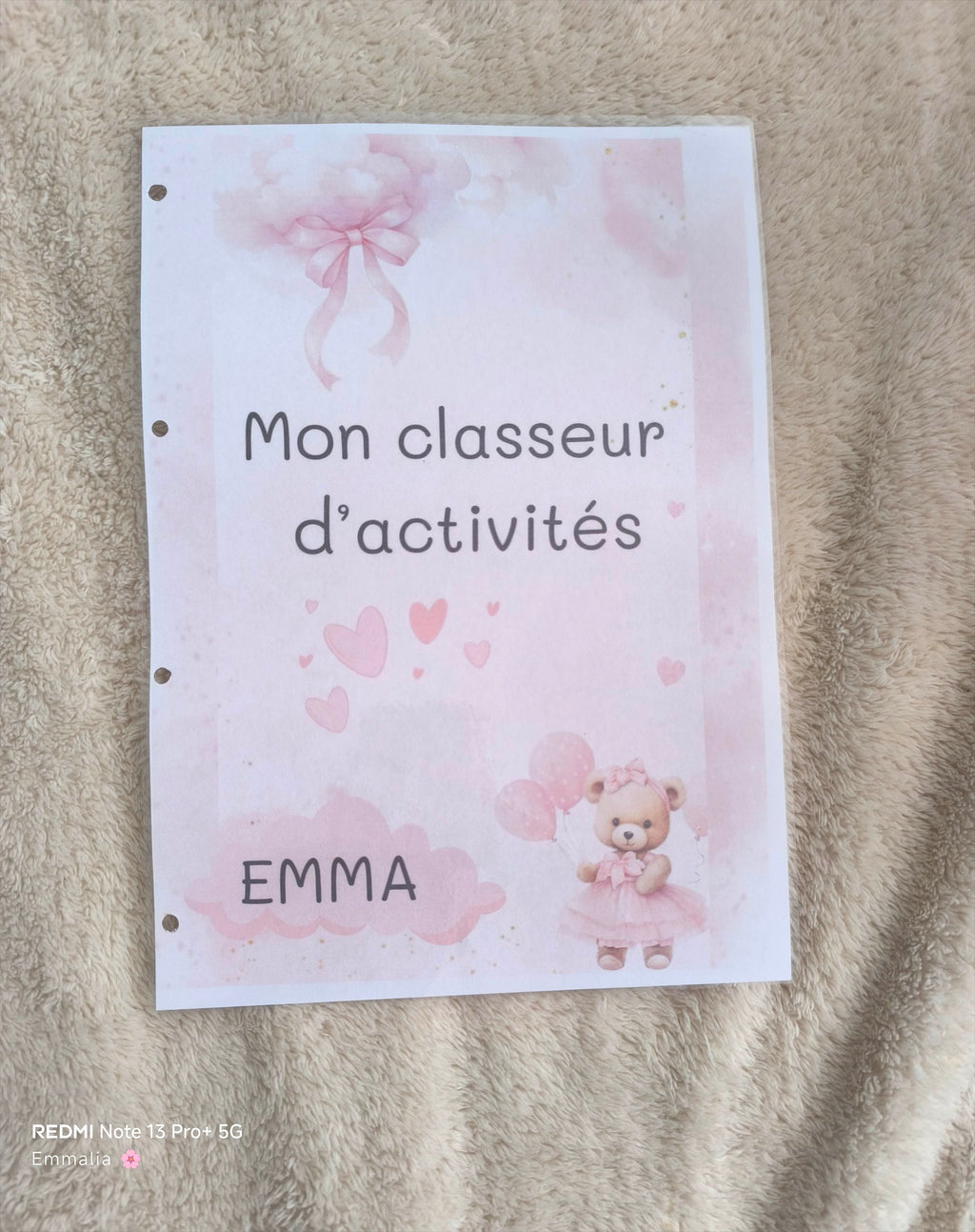 Couverture classeur personnalisée