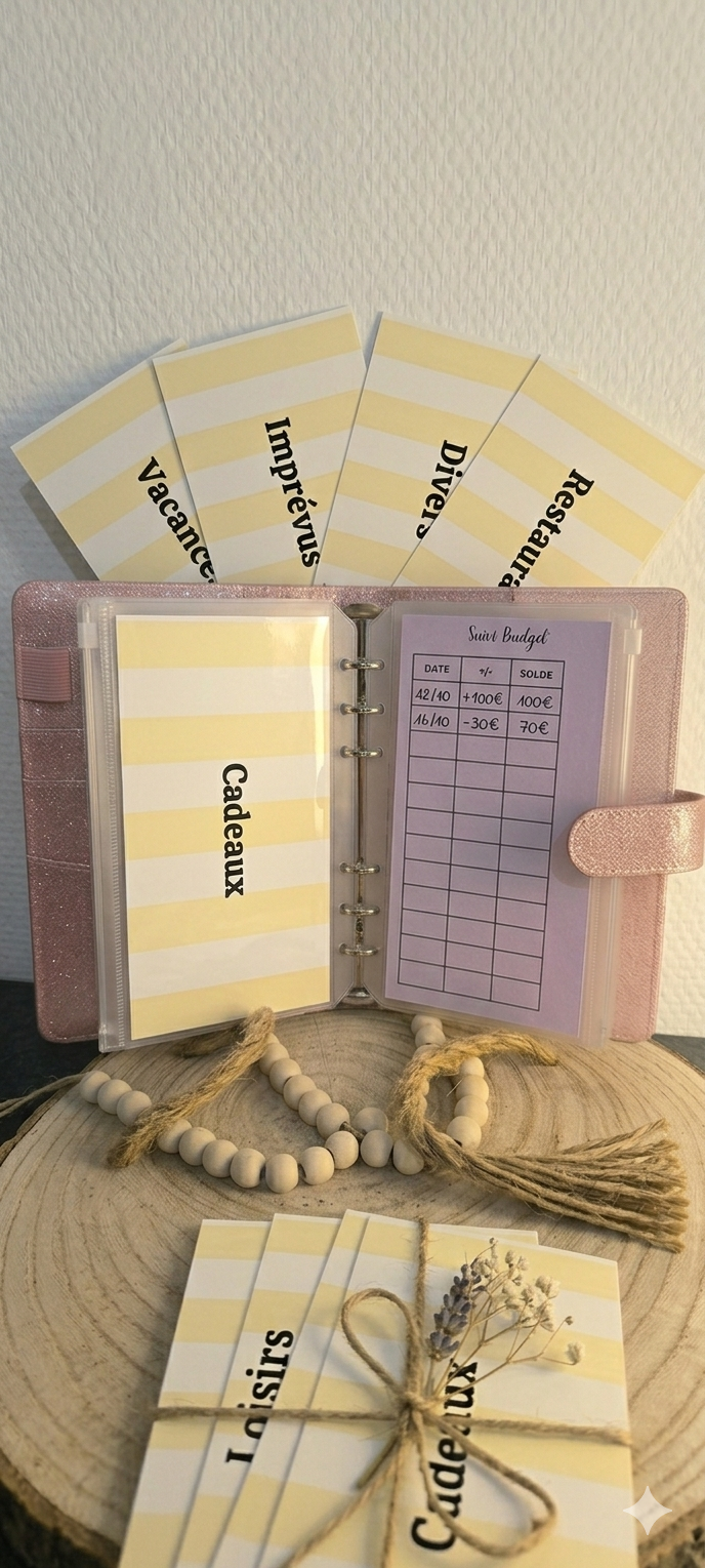 9 Fiches catégorie - enveloppes budget (rayure)